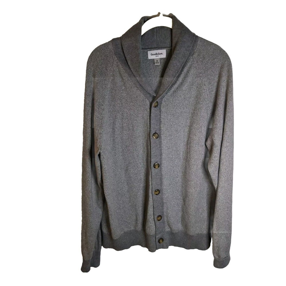 Goodfellow & Co Men's Gray Shawl Collar Button-Up Sweater